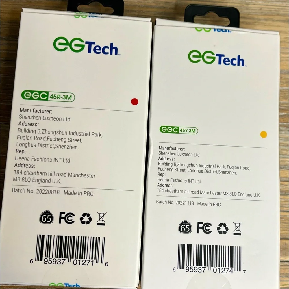 Bundle of 2 EG Tech 9ft Silicone Type-C Charging Cables, NIB, Red & Yellow